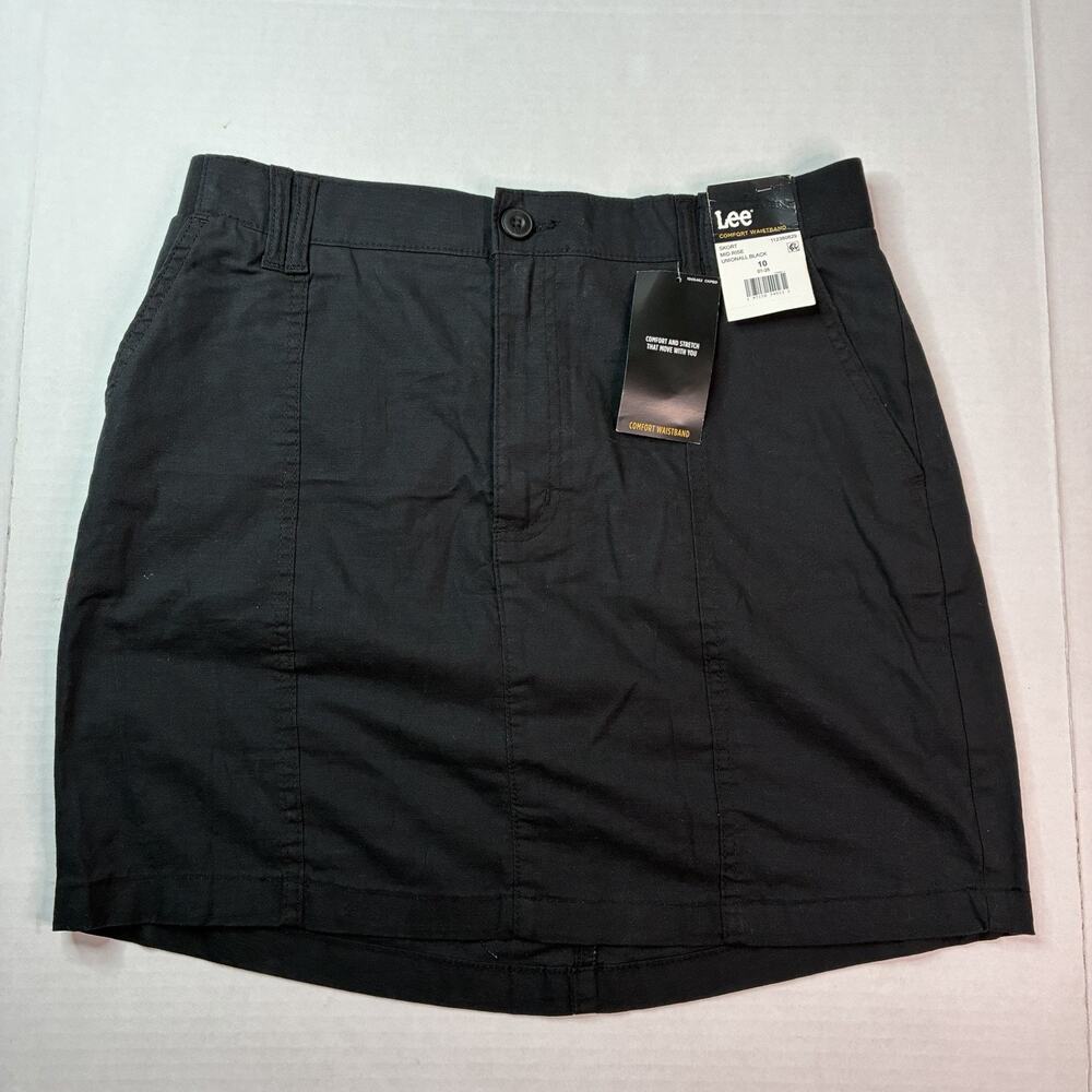 Lee Women's Skort Size 10 Comfort Stretch Waistband Unionall Black Mid Rise